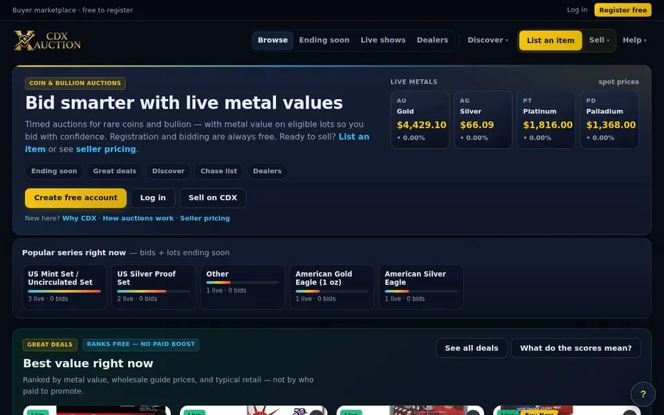 CDX Auction website