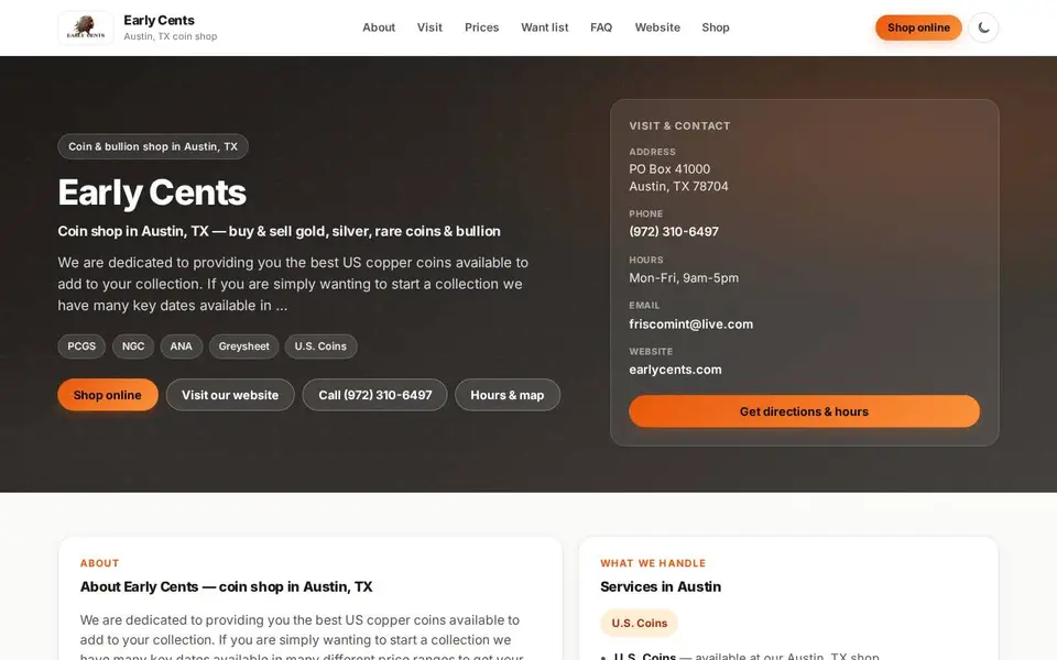 Early Cents website