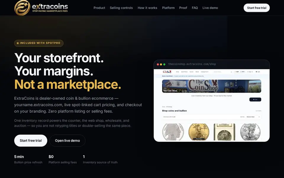 ExtraCoins website