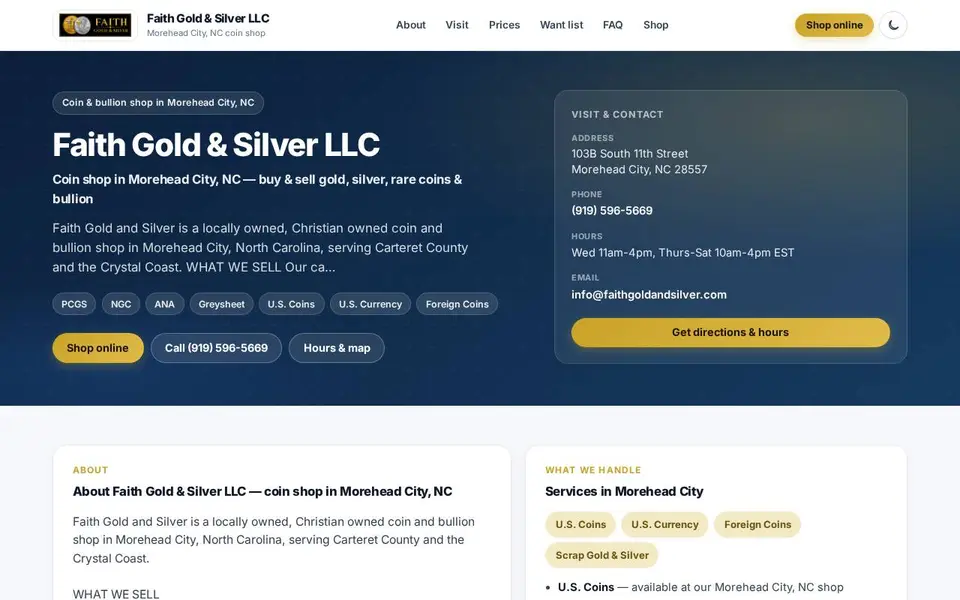 Faith Gold & Silver LLC website