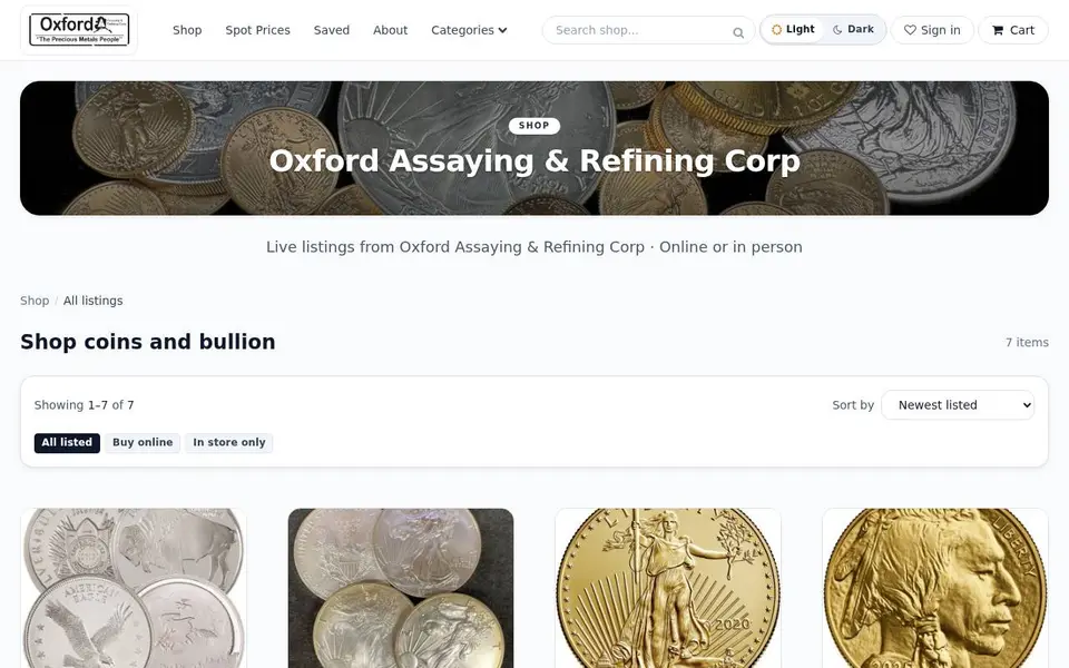 Oxford Assaying & Refining Corp website