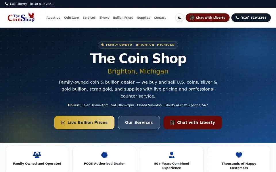 The Coin SHop website